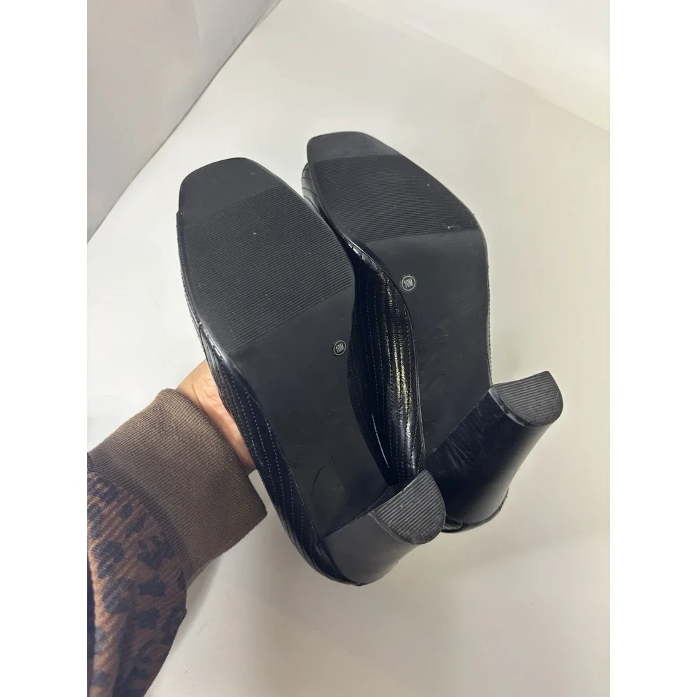 Nine West Black Peep Toe Heels Size 10